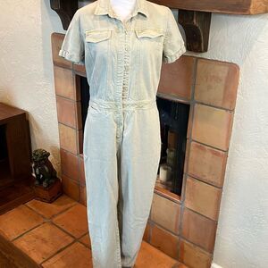 Young Fabulous and Broke Sage Green Denim Short Sleeved Jumpsuit, M!